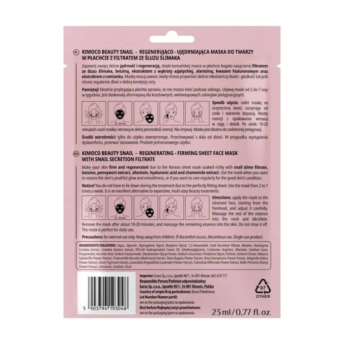 Beauty Face Mask - Snail - Figura 3